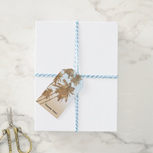 Gouden Bronzen Palmen Strand Ombre Palm Trees Part Cadeaulabel (Met Touw)