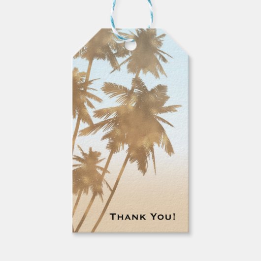 Gouden Bronzen Palmen Strand Ombre Palm Trees Part Cadeaulabel (Voorkant)