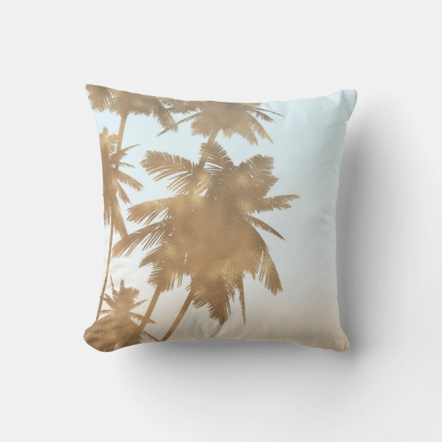 Gouden Bronzen Palmen Strand Ombre Palmboom Chic Kussen (Voorkant)