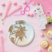 Gouden Bronzen Palmen Strand Ombre Palmboom Chic Papieren Bordje (Feest)