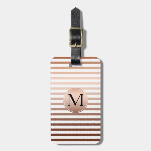Gouden Bronzen Strepen Ombre Monogram Bagagelabel (Voorkant verticaal)