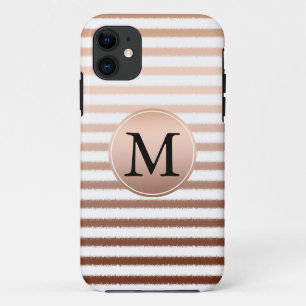 Gouden Bronzen Strepen Ombre Monogram Case-Mate iPhone Case