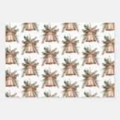 Gouden Bronzen Witte Kerst Bellen Inpakpapier Vel (Voorkant)
