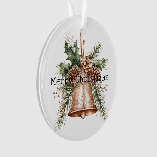 Gouden Bronzen Witte Kerst Bellen Ornament (voorkant)