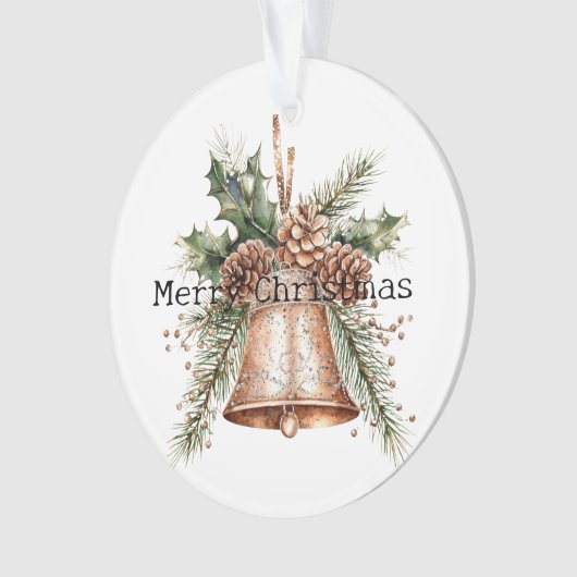 Gouden Bronzen Witte Kerst Bellen Ornament (voorkant)