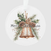 Gouden Bronzen Witte Kerst Bellen Ornament (voorkant)