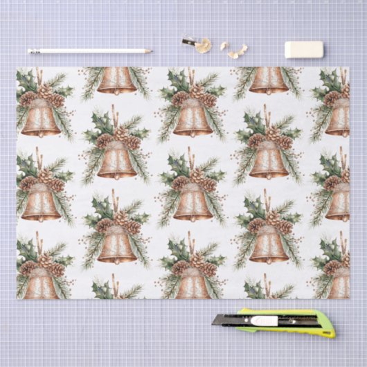 Gouden Bronzen Witte Kerst Bellen Tissuepapier (Craft)