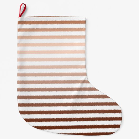 Gouden Bronzen Witte Ombre Stripes Grote Kerstsok (Voorkant)