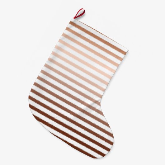 Gouden Bronzen Witte Ombre Stripes Grote Kerstsok (Voorkant (Hangend))