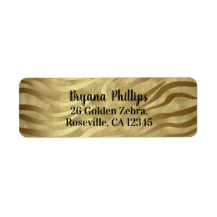 Gouden Bronzen Zebraprint Jungle Safari Glam Etiket