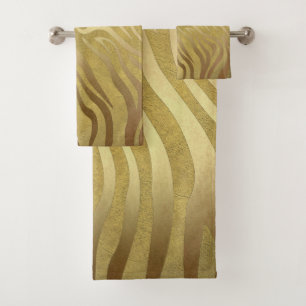 Gouden Bronzen Zebraprint Jungle Safari Glamour Bad Handdoek