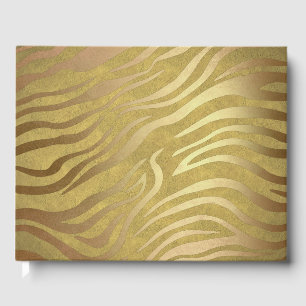 Gouden Bronzen Zebraprint Jungle Safari Glamour Gastenboek