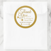 Gouden bruid en bruidegom bruiloft Dank u gunst Ronde Sticker (Tas)