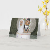 Gouden Bruidspaar Op de Taart Kaart (Gele Bloem)