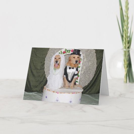 Gouden Bruidspaar Op de Taart Kaart (Voorkant)