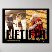 Gouden Bruiloft 2 Foto Modern 50e Huwelijksjubileu Poster (Voorkant)