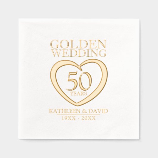 Gouden bruiloft 50 jaar aangepaste verjaardag folie servetten (Voorkant)