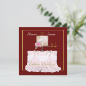 Gouden bruiloft 50 jaar Cake Names Burgundy Gold Kaart (Staand voorkant)