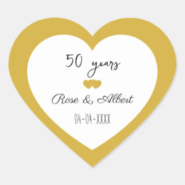 Gouden Bruiloft, 50 Jaar Huwelijk, Op Maat Hart Sticker