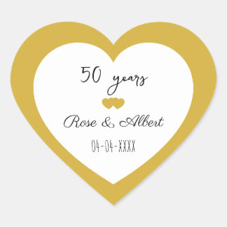 Gouden Bruiloft, 50 Jaar Huwelijk, Op Maat Hart Sticker