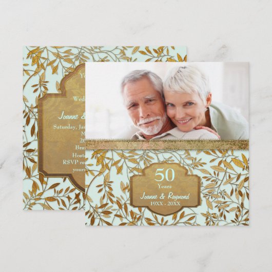 Gouden Bruiloft 50-jarig Huwelijksjubileum Kaart (Voorkant / Achterkant)