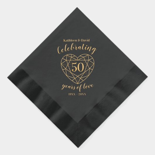 Gouden bruiloft 50e Folie Gestempeld servetten (Rechts)