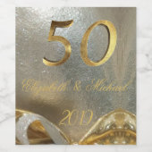 Gouden Bruiloft 50e Jubileum Elegant Lint Wijn Etiket (Enkel label)