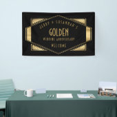 Gouden Bruiloft 50e Namen Art deco Goud Zwart Spandoek (Beurs)