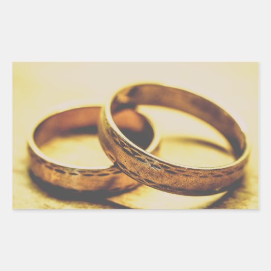 GOUDEN BRUILOFT BANDS BRUILOFT RECHTHOEKIGE STICKER (Voorkant)