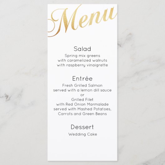 Gouden bruiloft diner menu. Elegante tafeldecorati Menu (Voorkant)