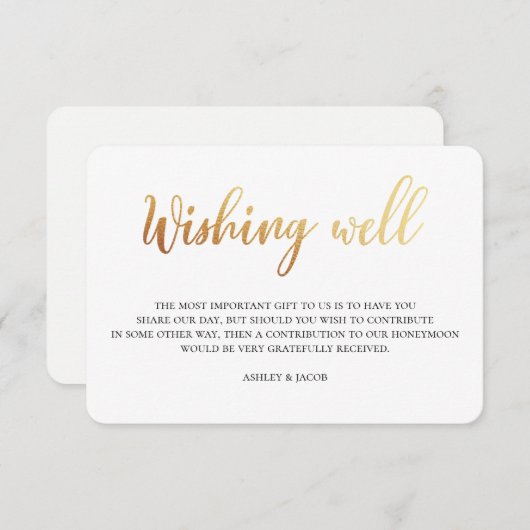 Gouden bruiloft, goed gewenst. Modern folie insert Informatiekaartje (Voorkant / Achterkant)