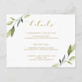 Gouden bruiloft groen Botanische Waterverf Elegant Informatiekaartje (Voorkant)