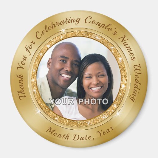 Gouden bruiloft gunsten. Magnet bruiloft gunsten g (Voorkant)