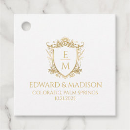 Gouden bruiloft Initialen & bruiloft Floral Crest Bedankjes Labels
