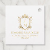Gouden bruiloft Initialen & bruiloft Floral Crest Bedankjes Labels (Achterkant)