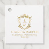 Gouden bruiloft Initialen & bruiloft Floral Crest Bedankjes Labels (Voorkant)