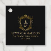 Gouden bruiloft Initialen & bruiloft Floral Crest Bedankjes Labels (Voorkant)