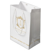 Gouden bruiloft Initialen & bruiloft Floral Crest Medium Cadeauzakje (Voorkant Gekanteld)