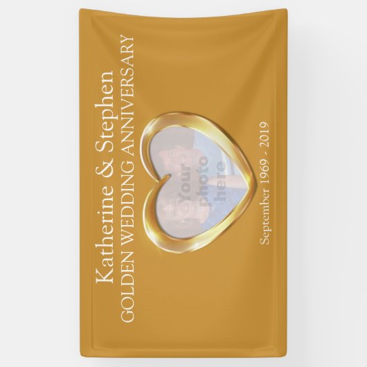 Gouden Bruiloft jubileum hart foto banner (Verticaal)