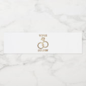 Gouden bruiloft Jubileum romantische gouden ringen Waterfles Etiket (Enkel label)