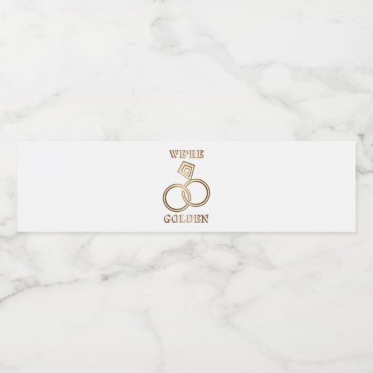 Gouden bruiloft Jubileum romantische gouden ringen Waterfles Etiket (Enkel label)