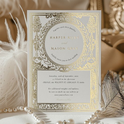  gouden bruiloft  laurierontwerp folie uitnodiging