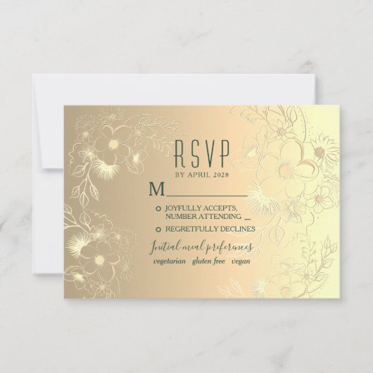 Gouden Bruiloft Maaltijd Keuze RSVP Kaartje (Voorkant)