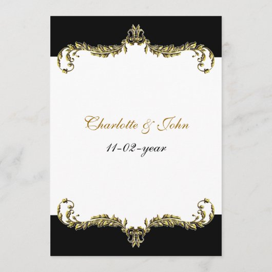 Gouden bruiloft menu (Achterkant)