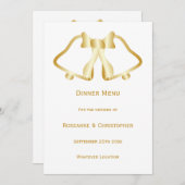 Gouden bruiloft menu bellen en lint (Voorkant / Achterkant)