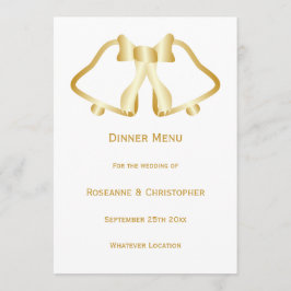 Gouden bruiloft menu bellen en lint