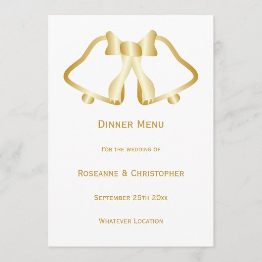 Gouden bruiloft menu bellen en lint (Voorkant)