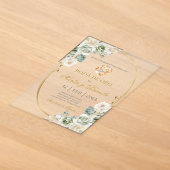 Gouden bruiloft met witte boho acryl uitnodigingen (Laagn)