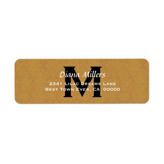 Gouden Bruiloft Monogram Adreslabel V8 Etiket (Voorkant)