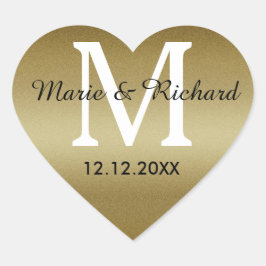 Gouden Bruiloft Monogram Afdichtingen hart Sticker